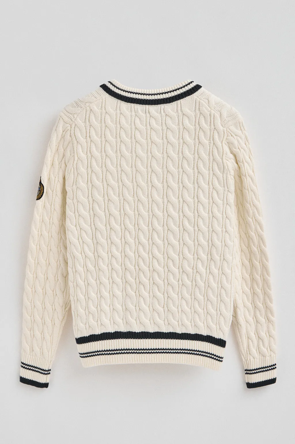 Polo Club Pulls*Pull écru à col en V avec écusson nautique Beige