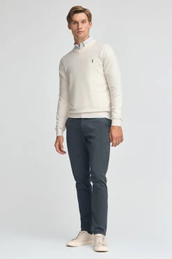Polo Club Pulls*Pull écru à col en V en laine mélangée avec broderie Rigby Go Beige