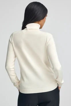 Polo Club Pulls*Pull écru à col roulé en laine mélangée avec broderie Rigby Go Beige