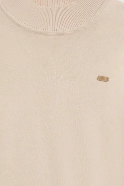 Polo Club Pulls*Pull en maille avec col montant et bouton nacré PC Beige