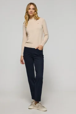Polo Club Pulls*Pull en maille avec col montant et bouton nacré PC Beige