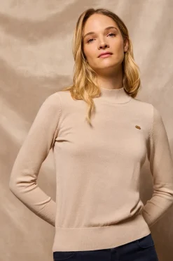 Polo Club Pulls*Pull en maille avec col montant et bouton nacré PC Beige