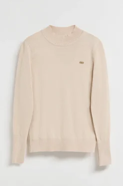 Polo Club Pulls*Pull en maille avec col montant et bouton nacré PC Beige