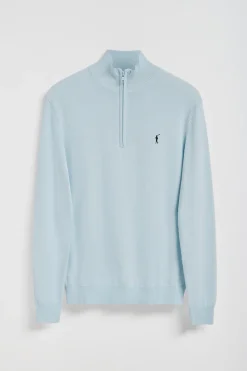 Polo Club Pulls*Pull en maille bleu clair zippé et logo brodé Rigby Go Bleu ciel