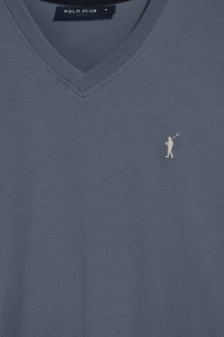 Polo Club T-Shirts*Pull en maille bleu à col en V et logo brodé Rigby Go Denim