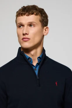 Polo Club Pulls*Pull en maille zippé et logo Rigby Go brodé Bleu Marine
