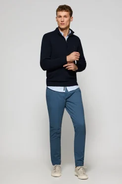 Polo Club Pulls*Pull en maille zippé et Rigby Go brodé Bleu Marine