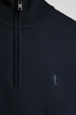 Polo Club Pulls*Pull en maille zippé et Rigby Go brodé Bleu Marine