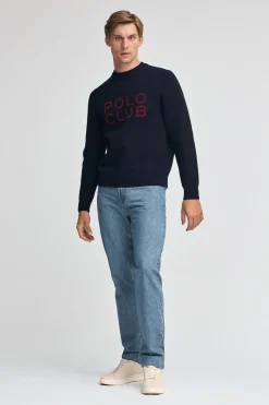 Polo Club Pulls*Pull en maille avec logo contrastant Bleu Marine