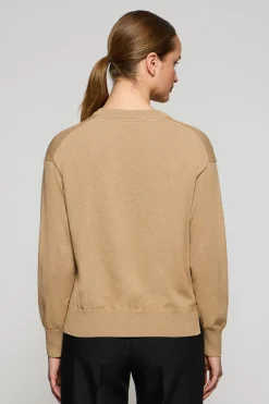 Polo Club Pulls*Pull en maille couleur caramel chiné à col ras du cou et logo brodé Rigby Go Caramelo Vigoré