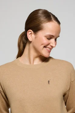 Polo Club Pulls*Pull en maille couleur caramel chiné à col ras du cou et logo brodé Rigby Go Caramelo Vigoré