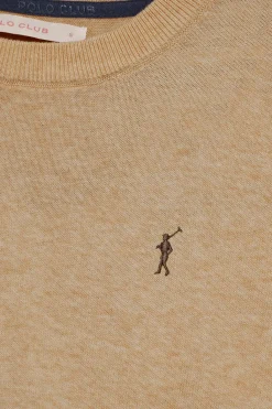 Polo Club Pulls*Pull en maille couleur caramel chiné à col ras du cou et logo brodé Rigby Go Caramelo Vigoré