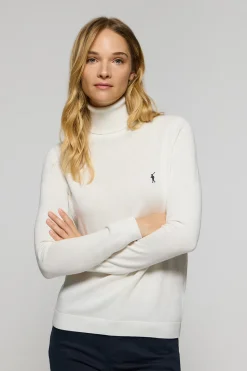 Polo Club Pulls*Pull en maille écru col montant et logo brodé Rigby Go Beige