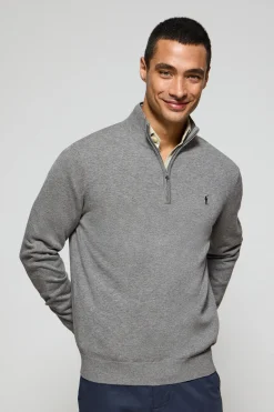Polo Club Pulls*Pull en maille gris chiné zippé et logo brodé Rigby Go Gris Vigore