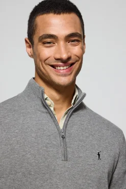 Polo Club Pulls*Pull en maille gris chiné zippé et logo brodé Rigby Go Gris Vigore