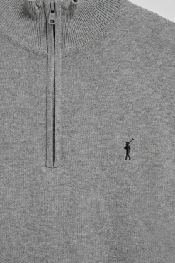 Polo Club Pulls*Pull en maille gris chiné zippé et logo brodé Rigby Go Gris Vigore