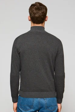 Polo Club Pulls*Pull en maille gris foncé chiné zippé et logo brodé Rigby Go Gris Oscuro Vigoré