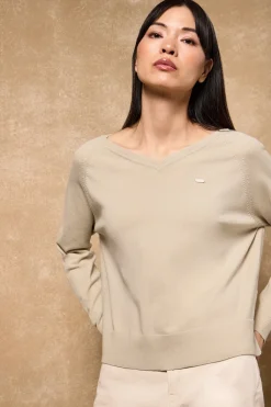Polo Club Pulls*Pull en maille Katniss avec bouton nacré Beige