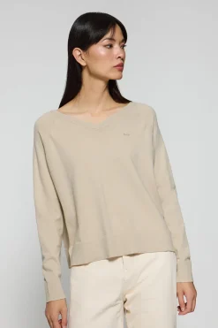 Polo Club Pulls*Pull en maille Katniss avec bouton nacré Beige