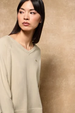 Polo Club Pulls*Pull en maille Katniss avec bouton nacré Beige