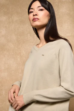 Polo Club Pulls*Pull en maille Katniss avec bouton nacré Beige