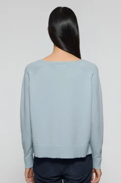 Polo Club Pulls*Pull en maille Katniss avec bouton nacré Bleu ciel