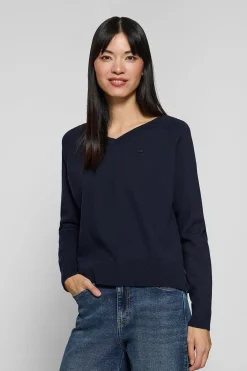 Polo Club Pulls*Pull en maille Katniss avec bouton nacré Bleu Marine