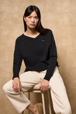 Polo Club Pulls*Pull en maille Katniss avec bouton nacré Noir