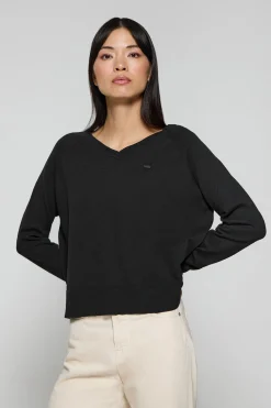 Polo Club Pulls*Pull en maille Katniss avec bouton nacré Noir