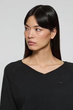 Polo Club Pulls*Pull en maille Katniss avec bouton nacré Noir