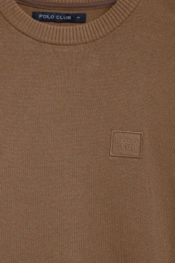 Polo Club Pulls*Pull en maille Keith marron à col ras du cou et détails Brun