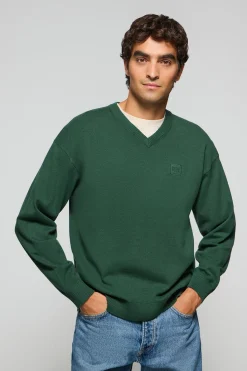 Polo Club Pulls*Pull en maille Kendrick vert à col en V et détails Vert Bouteille