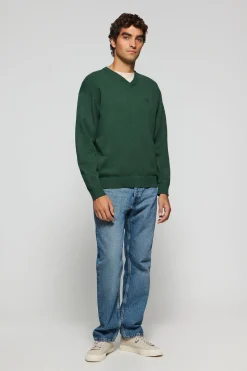Polo Club Pulls*Pull en maille Kendrick vert à col en V et détails Vert Bouteille