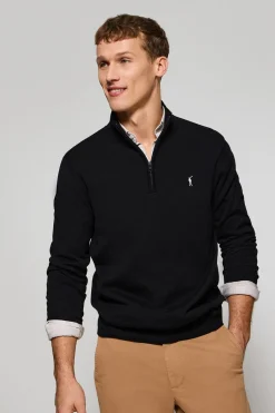 Polo Club Pulls*Pull en maille zippé et logo Rigby Go brodé Noir