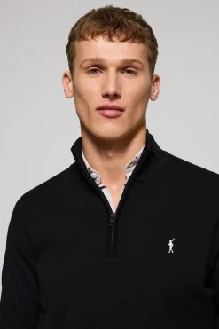 Polo Club Pulls*Pull en maille zippé et logo Rigby Go brodé Noir