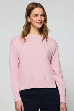 Polo Club Pulls*Pull en maille rose chiné à col ras du cou et logo brodé Rigby Go Rosa Vigoré
