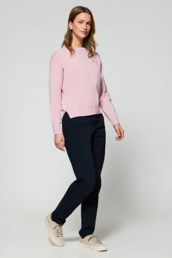 Polo Club Pulls*Pull en maille rose chiné à col ras du cou et logo brodé Rigby Go Rosa Vigoré