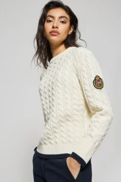 Polo Club Pulls*Pull en maille torsadée avec écusson Nautic Beige