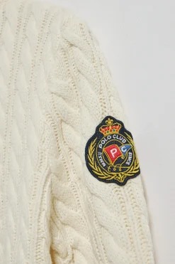 Polo Club Pulls*Pull en maille torsadée avec écusson Nautic Beige