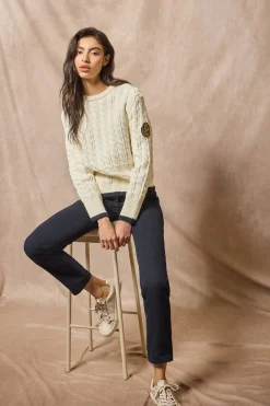 Polo Club Pulls*Pull en maille torsadée avec écusson Nautic Beige