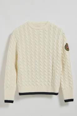Polo Club Pulls*Pull en maille torsadée avec écusson Nautic Beige