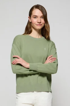 Polo Club Pulls*Pull en maille à col ras du cou et logo brodé Rigby Go Vert jade