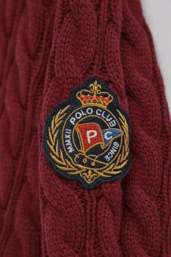 Polo Club Pulls*Pull à col en V avec écusson nautique Grenat