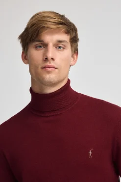 Polo Club Pulls*Pull à col roulé en laine mélangée avec broderie Rigby Go Grenat