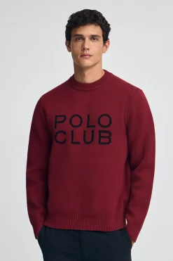 Polo Club Pulls*Pull en maille avec logo contrastant Grenat