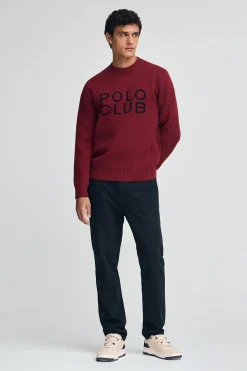 Polo Club Pulls*Pull en maille avec logo contrastant Grenat