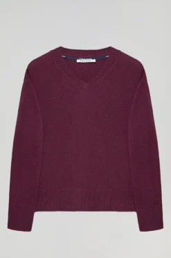 Polo Club Pulls*Pull en maille avec col en V et détail Grenat