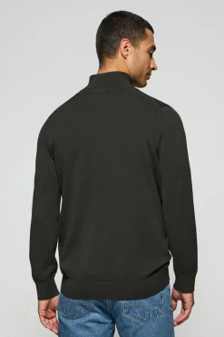 Polo Club Pulls*Pull gris à fermeture éclair partielle garment dye et logo brodé Asphalte