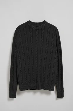 Polo Club Pulls*Pull gris tressé garment dye et logo brodé Asphalte
