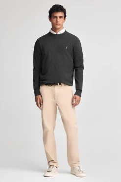 Polo Club Pulls*Pull gris foncé chiné en laine mélangée et broderie Rigby Go Vigoré Gris Foncé
